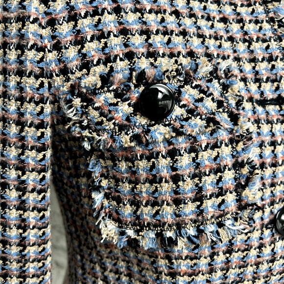 Rebecca Taylor Houndstooth Tweed Jacket Robins Egg Combo Size 2 LIKE NEW - Picture 5 of 10